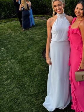 Women's Jenny Yoo Light Blue Halter Maxi Dress - Elegant Evening Gown Bridesmaid